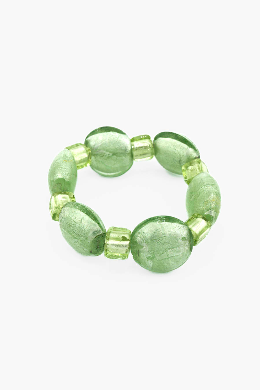 Bracelet Minty Bourjeone en perles de verre vert menthe fait main Ă Paris
