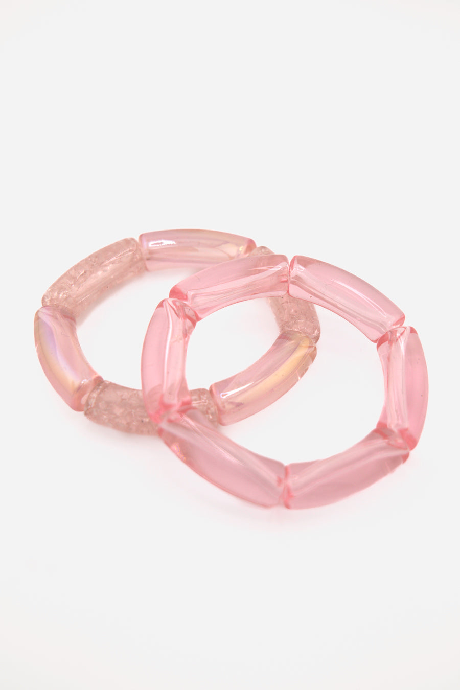 Bracelet Bourjeone Sucre, bijou fait main en verre translucide aux reflets sucrés et nacrés