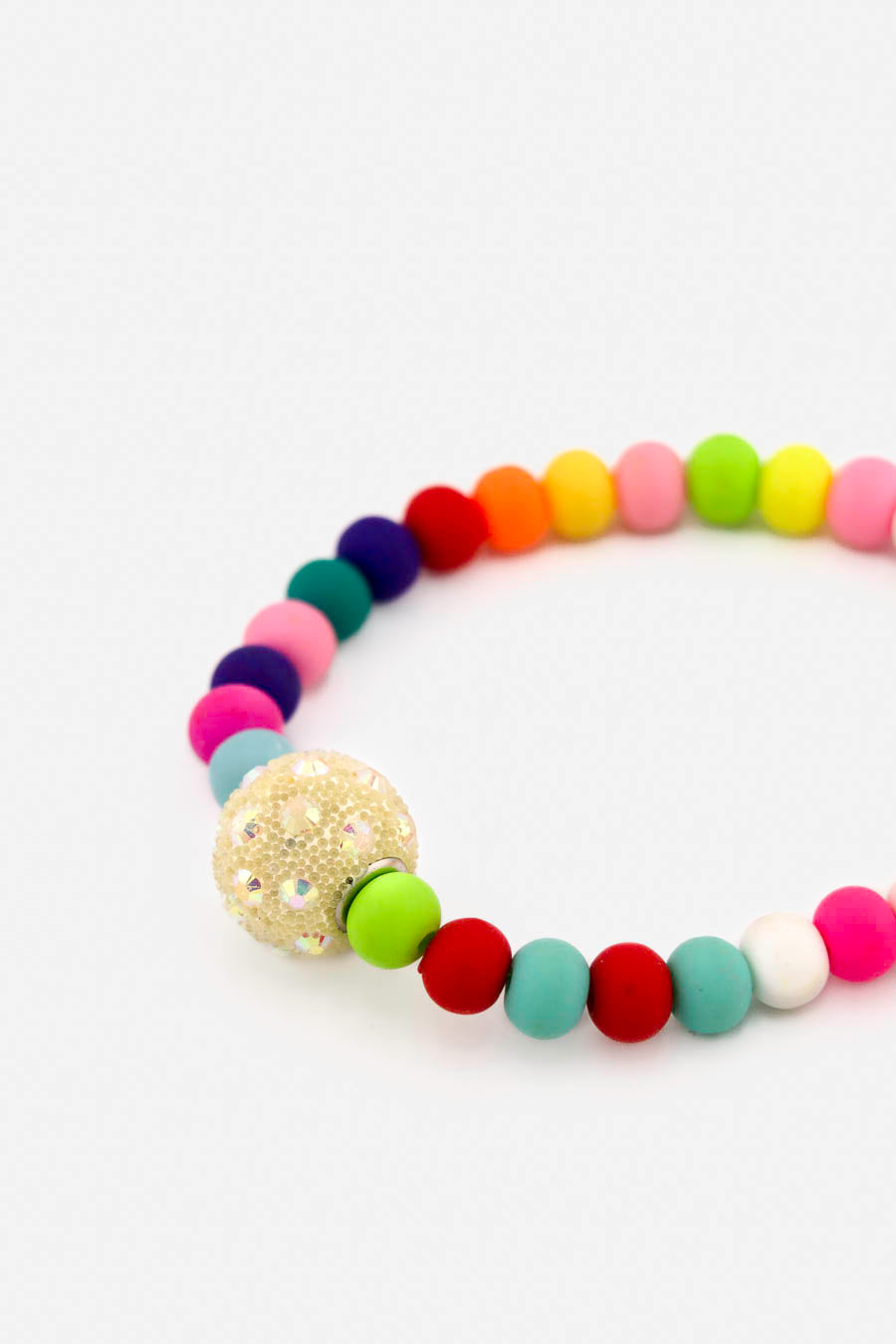 Bracelet Tutti Frutti Bourjeone, perles mates colorées et boule centrale scintillante