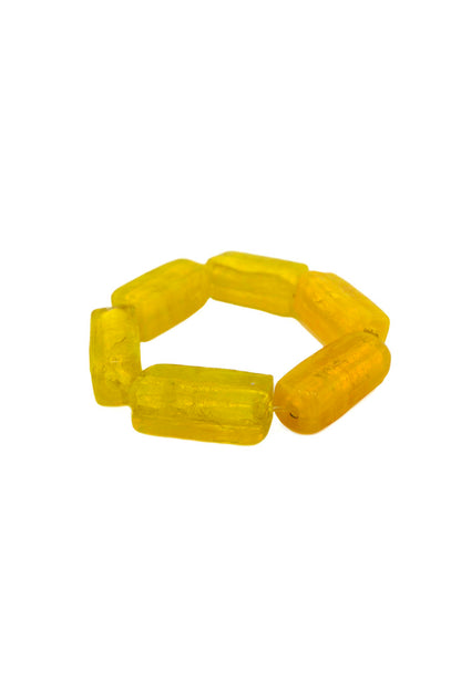Bracelet Citron Givré Bourjeone en perles de verre jaune translucide fait main à Paris