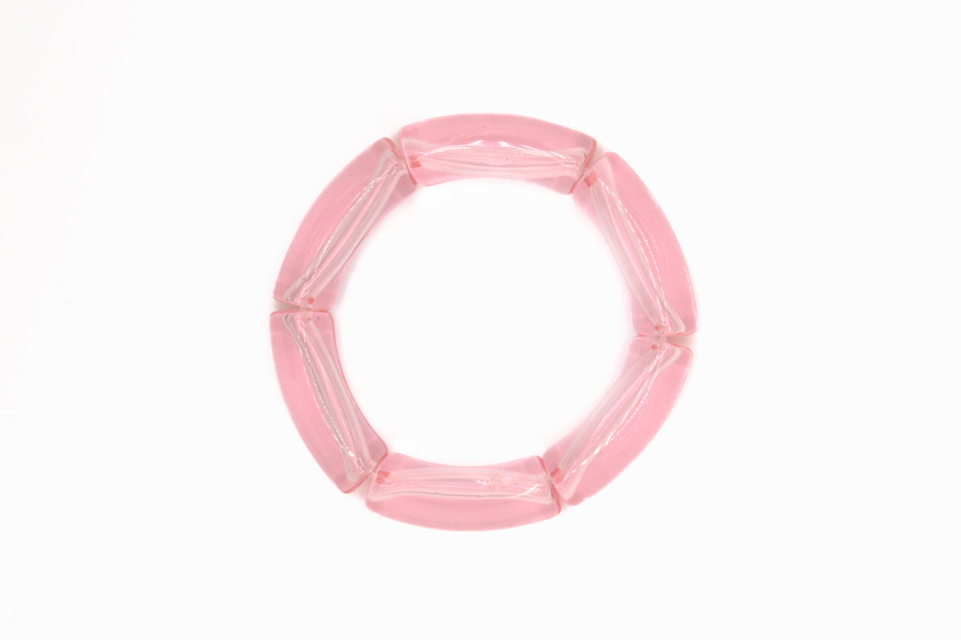 Bracelet Pigment Bourjeone, perles en verre rose transparent et effet irisé délicat