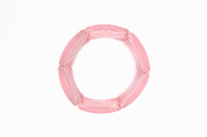 Bracelet Pigment Bourjeone, perles en verre rose transparent et effet irisé délicat