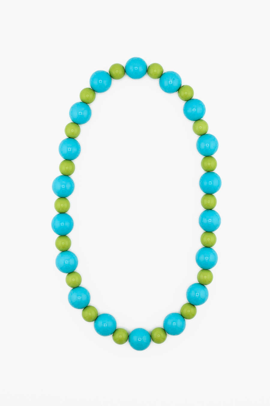Collier Bourjeone Mojito, perles rondes bleu pastel et vert pomme