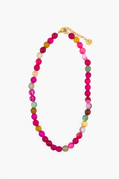 Collier Smoothie Bourjeone, perles multicolores en pierres naturelles aux tons vifs et dorés