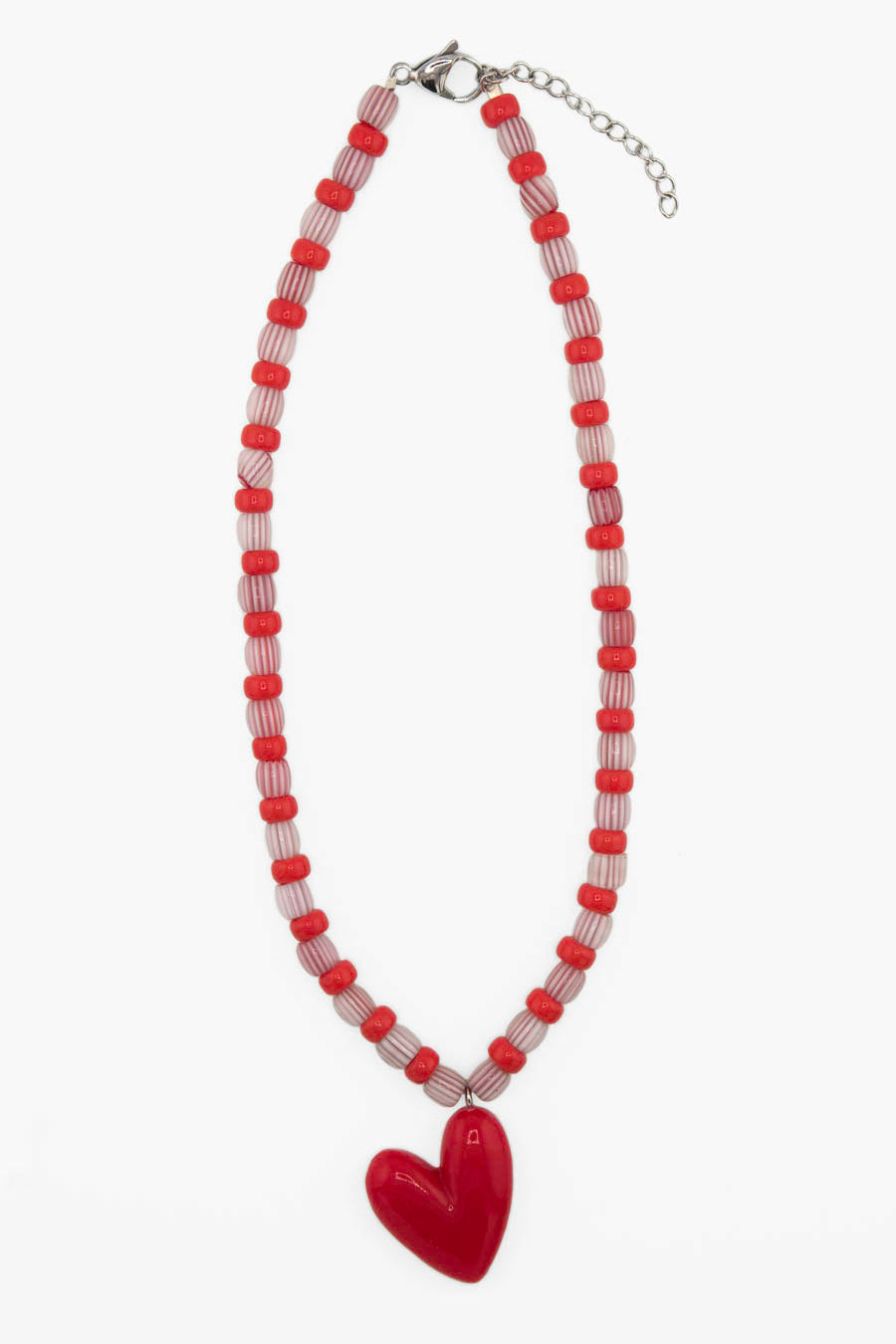 Collier Bourjeone Sucre d’Orge, bijou fait main aux perles gourmandes et pendentif cœur brun